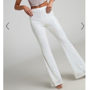 Showpo White Flare sequin pants